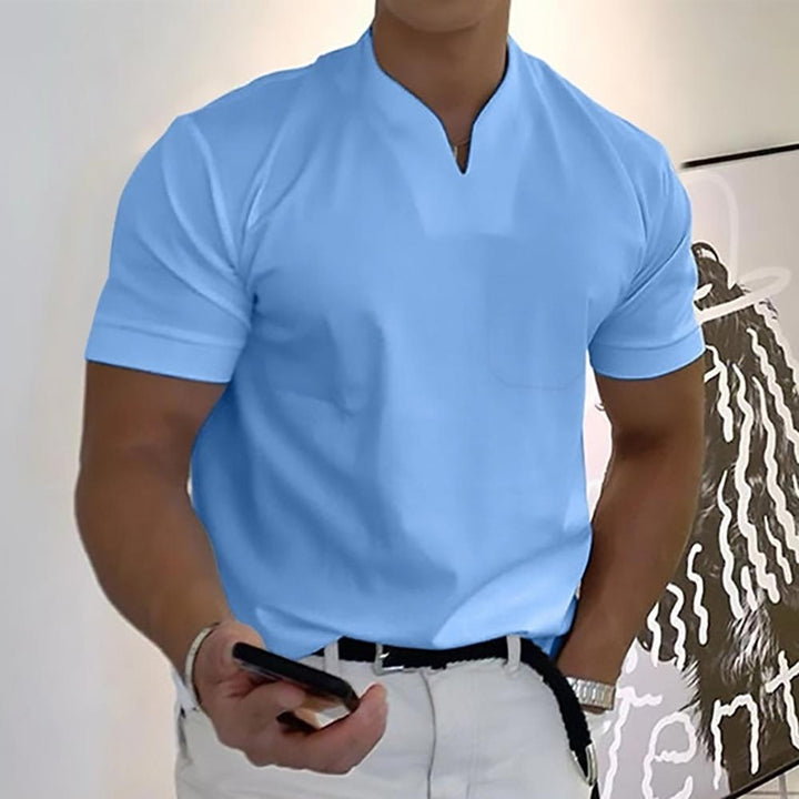 Men’s Casual Polo Shirt with Modern Collar and Short Sleeves