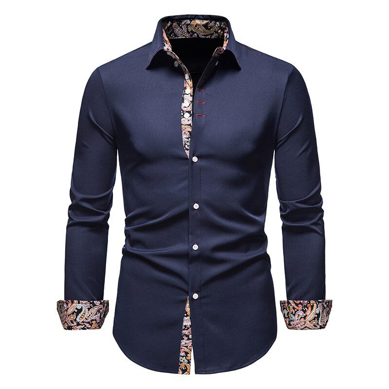 Men’s Long Sleeve Shirt with Classic Fit and Floral Detailing