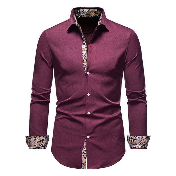 Men’s Long Sleeve Shirt with Classic Fit and Floral Detailing