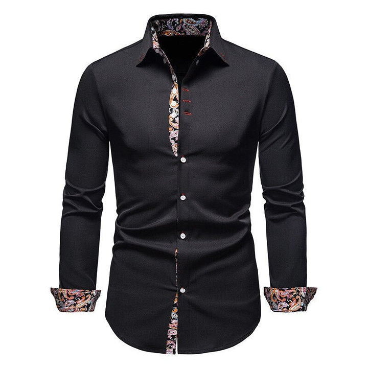 Men’s Long Sleeve Shirt with Classic Fit and Floral Detailing