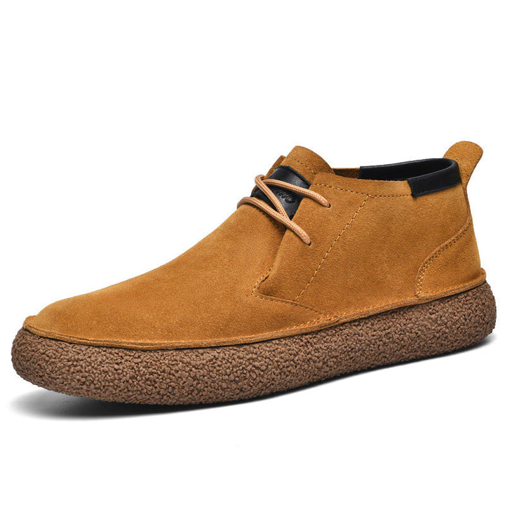 Men’s Mid-Top Loafers with Lace-Up Closure and Textured Sole