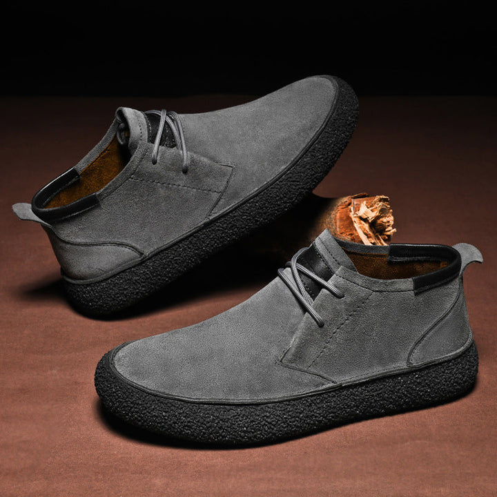Men’s Mid-Top Loafers with Lace-Up Closure and Textured Sole