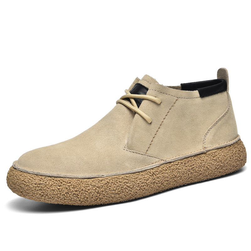 Men’s Mid-Top Loafers with Lace-Up Closure and Textured Sole