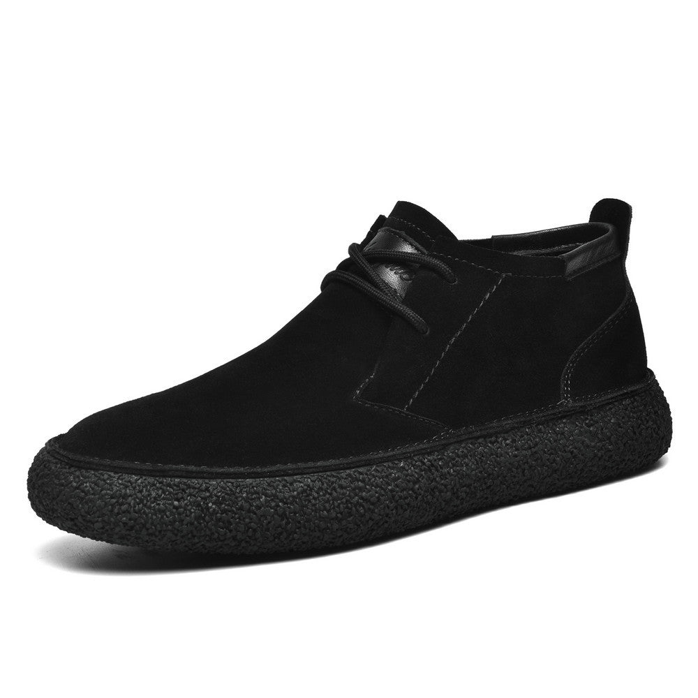 Men’s Mid-Top Loafers with Lace-Up Closure and Textured Sole
