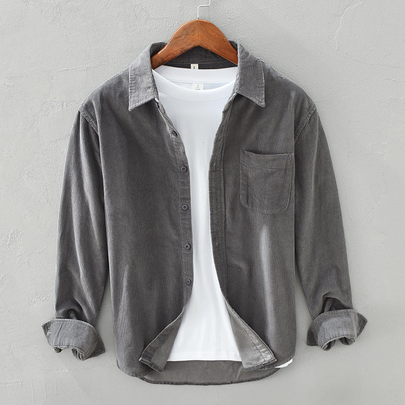 Mens Retro Shirt with Long Sleeves and Vintage Design