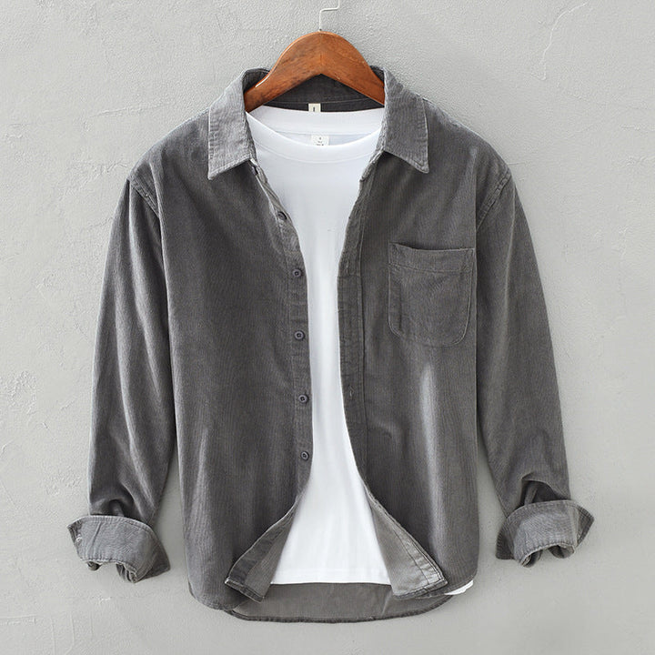 Mens Retro Shirt with Long Sleeves and Vintage Design