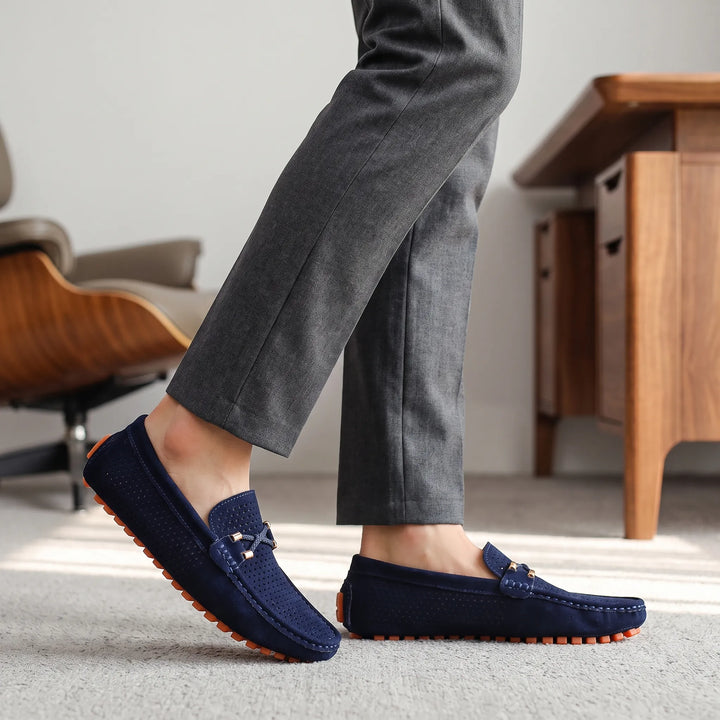 Men’s Smart Casual Loafers With Perforated Detail And Slip-On Design