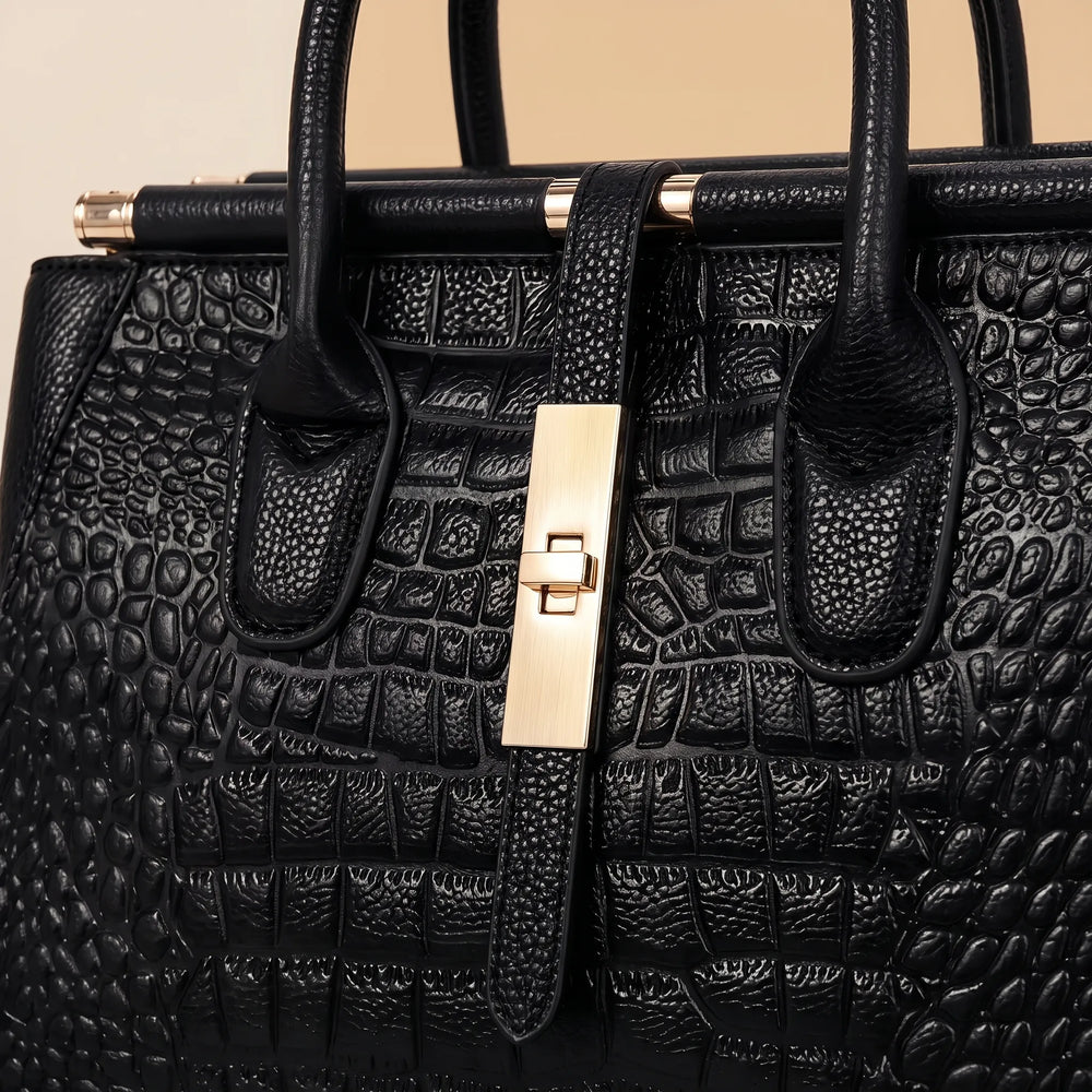 Men's Structured Embossed Tote Bag Handbag