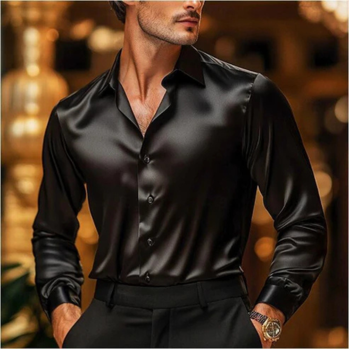 Men’s Tailored Fit Long Sleeve Shirt with Classic Collar and Button Placket
