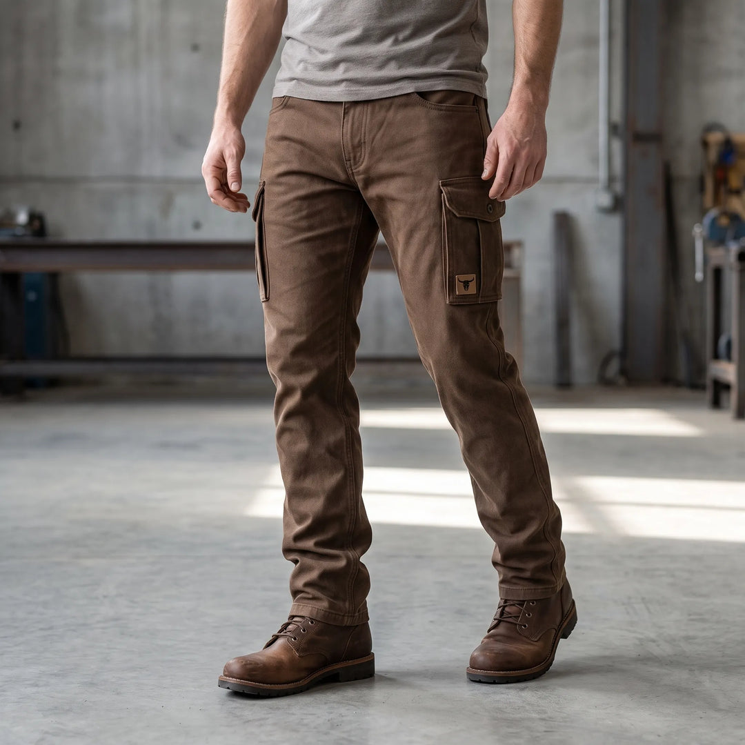 Men’s Tapered Slim Cargo Trousers With Stitching Details
