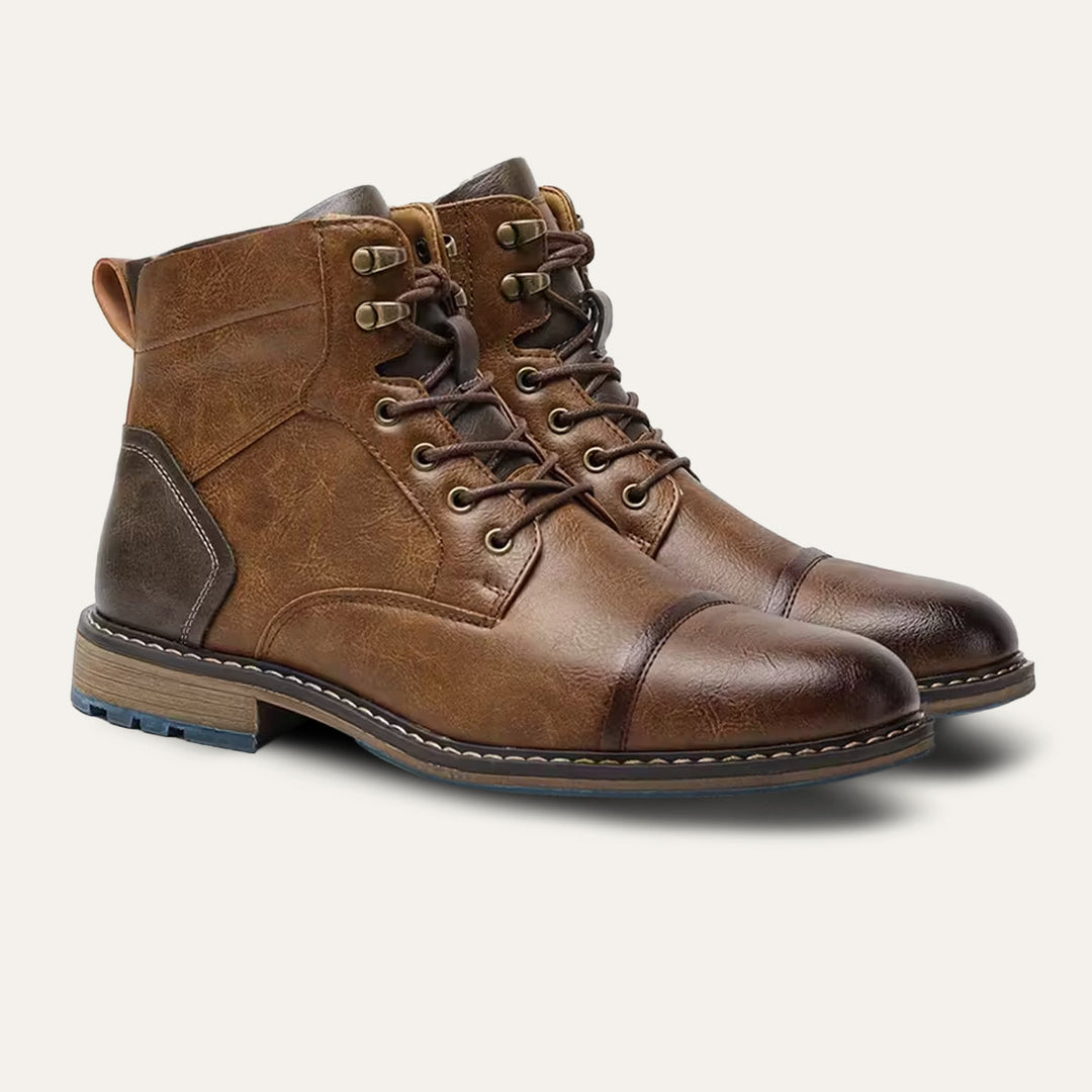 Men's Vintage Ankle Boots with Lace-up Closure and Rugged Design