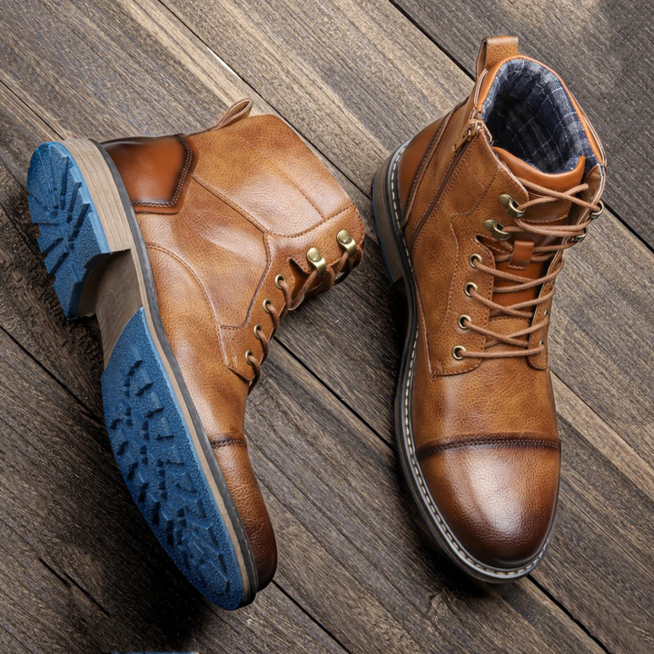 Men's Vintage Ankle Boots with Lace-up Closure and Rugged Design