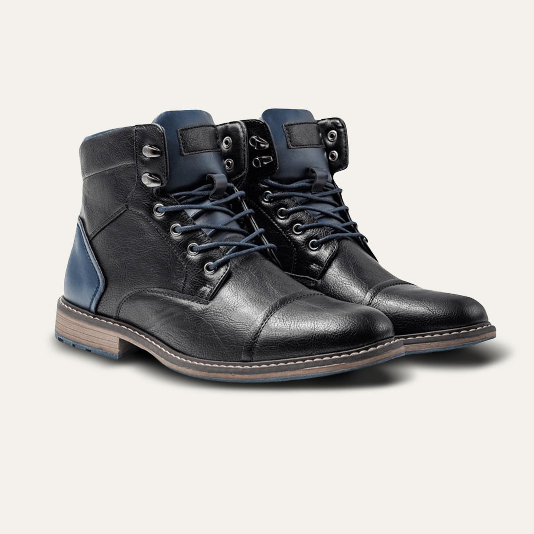 Men's Vintage Ankle Boots with Lace-up Closure and Rugged Design
