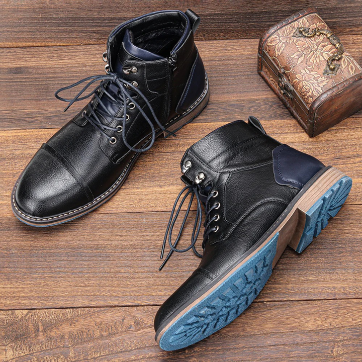 Men's Vintage Ankle Boots with Lace-up Closure and Rugged Design