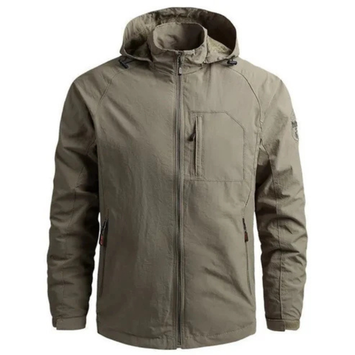 Men’s Winter Cargo Jacket with Zipper Closure and Multiple Pockets