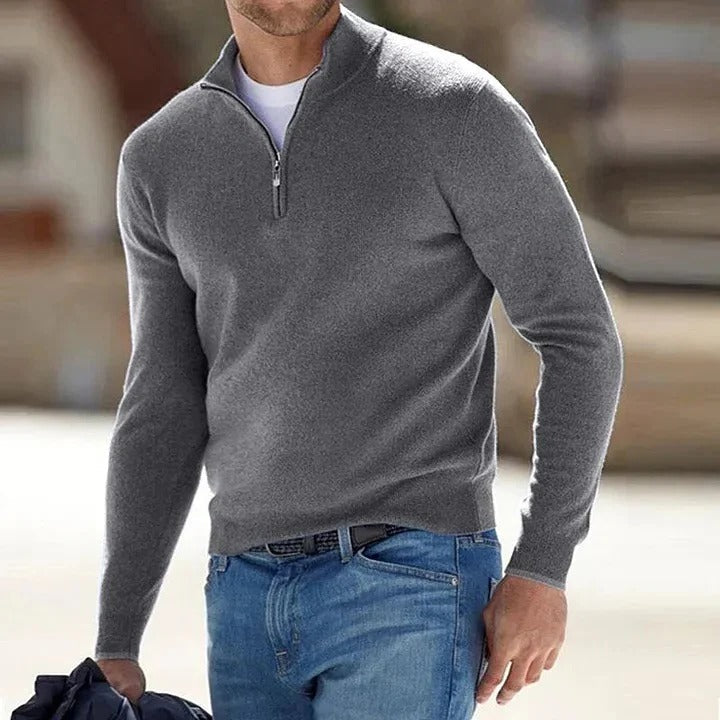Men’s Zip-Up Jumper No Hood - Streamlined Long Sleeve Profile