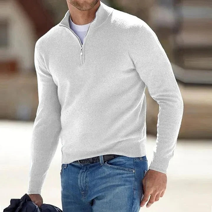 Men’s Zip-Up Jumper No Hood - Streamlined Long Sleeve Profile