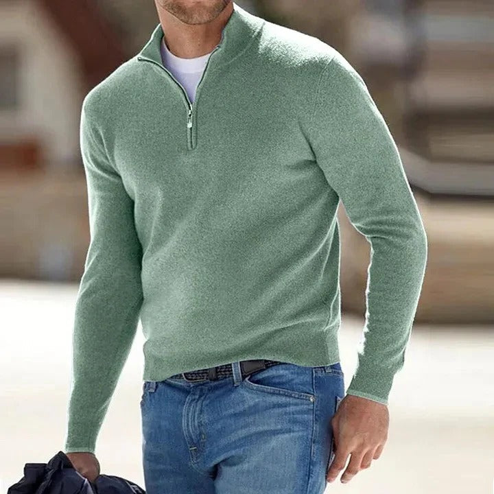 Men’s Zip-Up Jumper No Hood - Streamlined Long Sleeve Profile