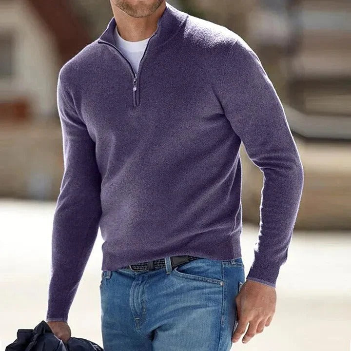 Men’s Zip-Up Jumper No Hood - Streamlined Long Sleeve Profile