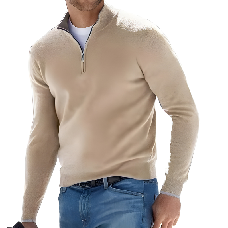Men’s Zip-Up Jumper No Hood - Streamlined Long Sleeve Profile