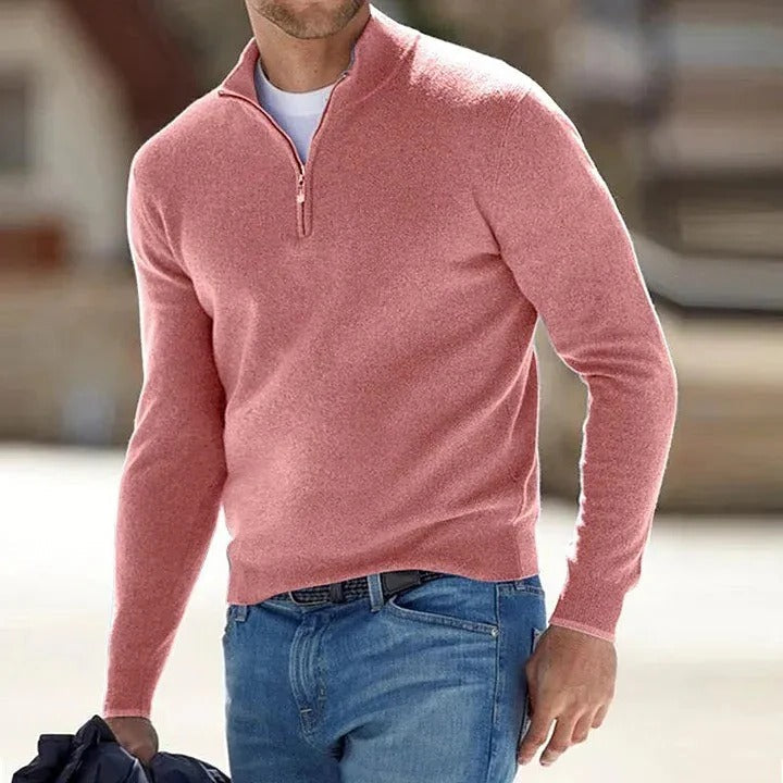 Men’s Zip-Up Knit Jumper With Breathable Layering Comfort