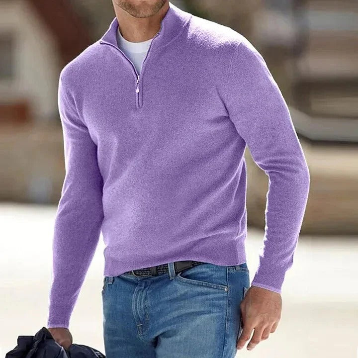 Men’s Zip-Up Knit Jumper With Breathable Layering Comfort