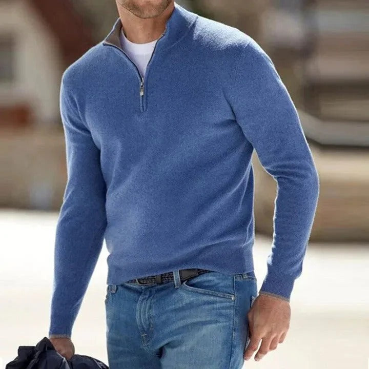 Men’s Zip-Up Knit Jumper With Breathable Layering Comfort