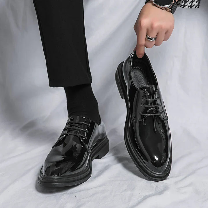 Men’s Derby Dress Shoes with Lace-Up Closure and Gloss Finish
