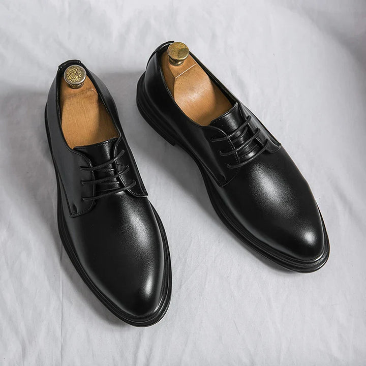 Men’s Derby Dress Shoes with Lace-Up Closure and Gloss Finish