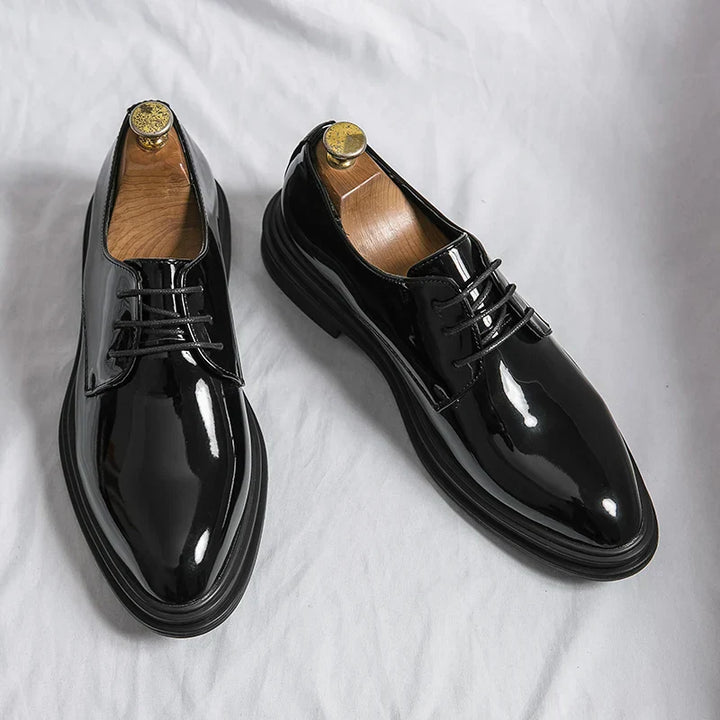 Men’s Derby Dress Shoes with Lace-Up Closure and Gloss Finish
