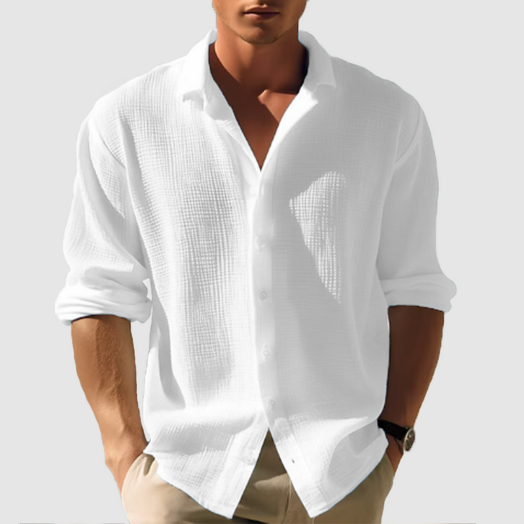Men’s Button-Down Shirt with Button Closure and Short Sleeves