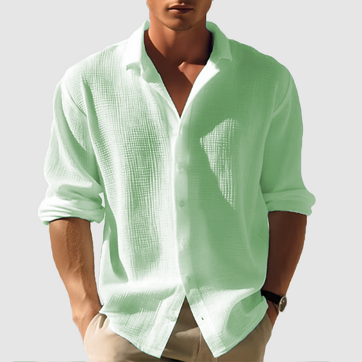 Men’s Button-Down Shirt with Button Closure and Short Sleeves