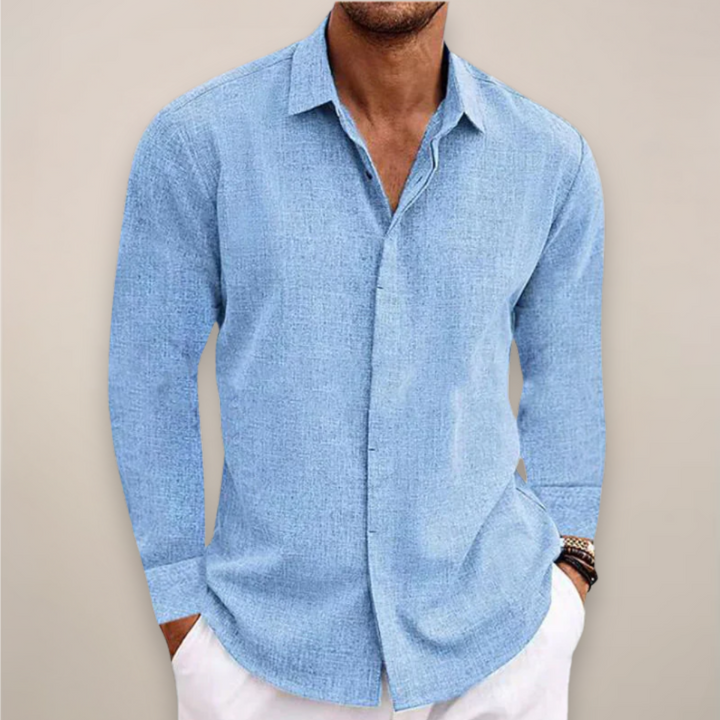 Men’s Linen Long Sleeve Shirt with Button Closure
