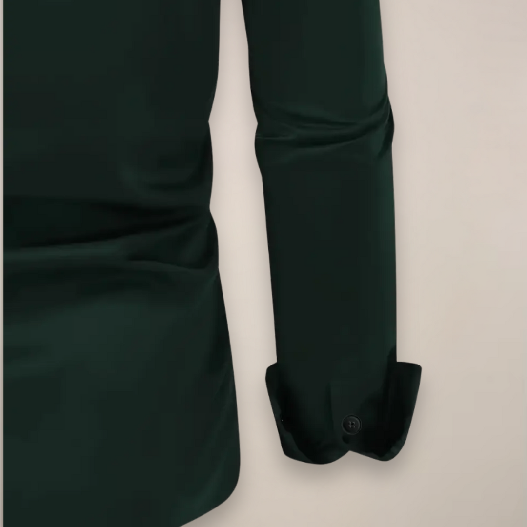 Men’s Long Sleeve Shirt with Notched Collar and Button Placket