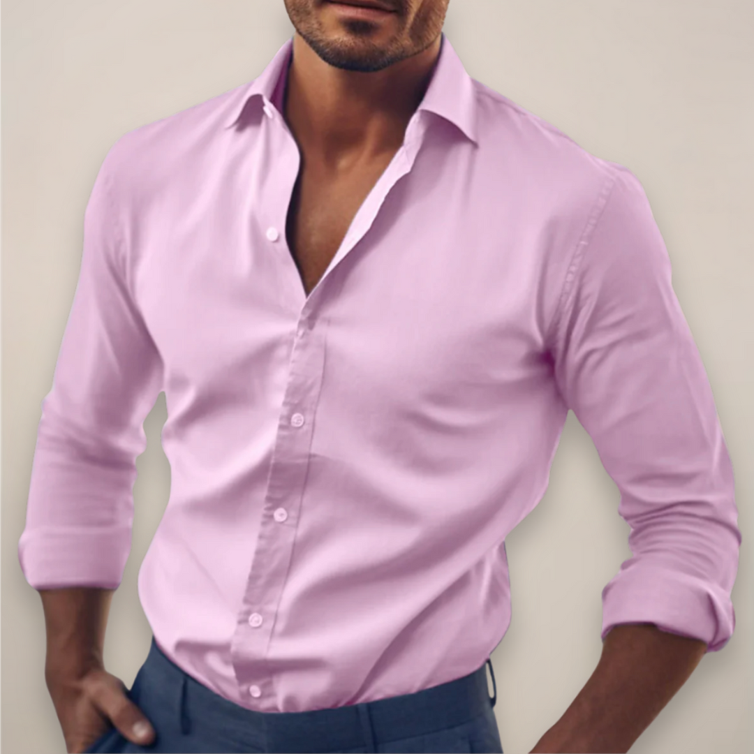 Men’s Long Sleeve Shirt with Classic Collar and Button Fastening