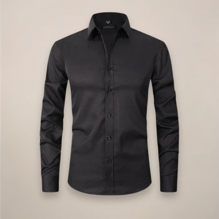 Men’s Long-Sleeved Shirt with Button Closure and Point Collar