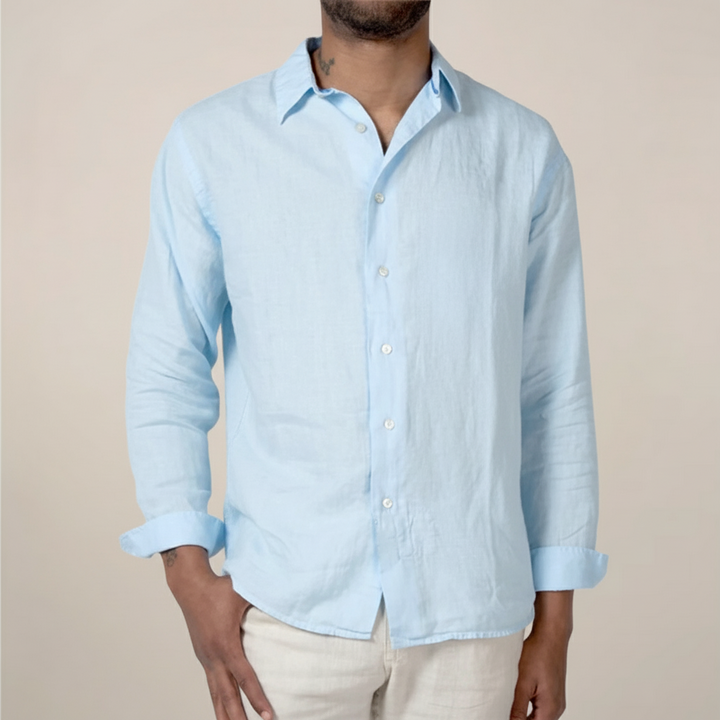 Men’s Relaxed Fit Shirt with Button Closure and Roll-Up Sleeves