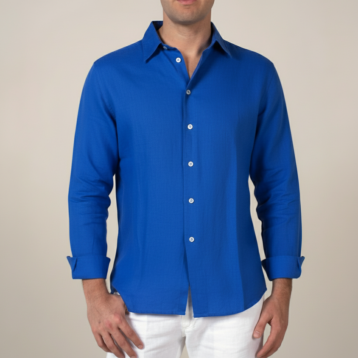 Men’s Relaxed Fit Shirt with Button Closure and Roll-Up Sleeves