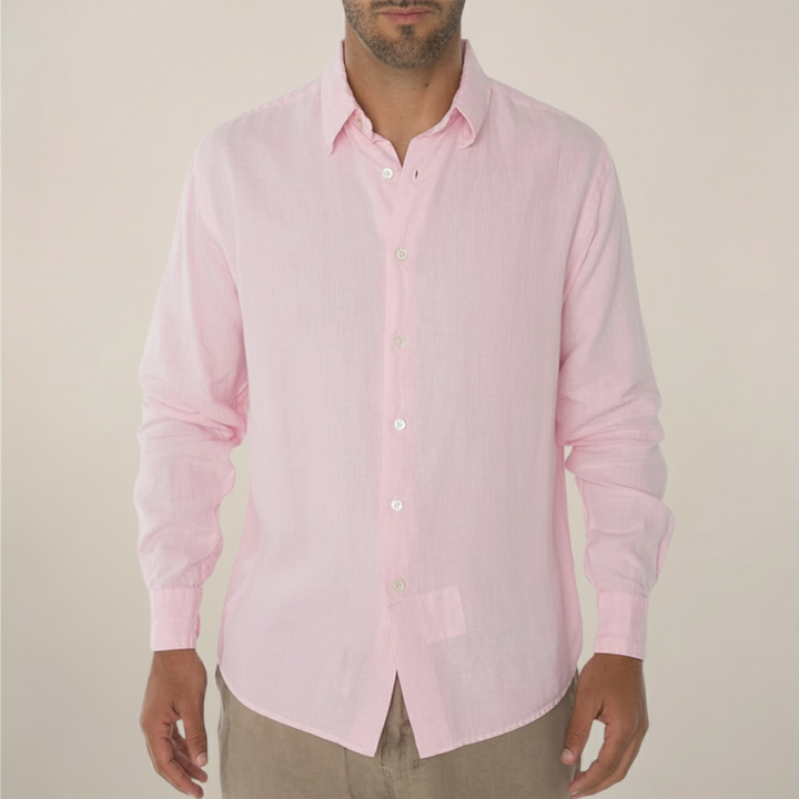 Men’s Relaxed Fit Shirt with Button Closure and Roll-Up Sleeves