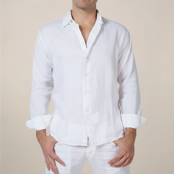 Men’s Relaxed Fit Shirt with Button Closure and Roll-Up Sleeves