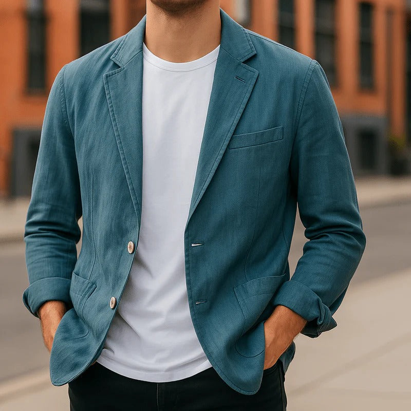Mens Blazer with Notch Lapels and Front Pockets