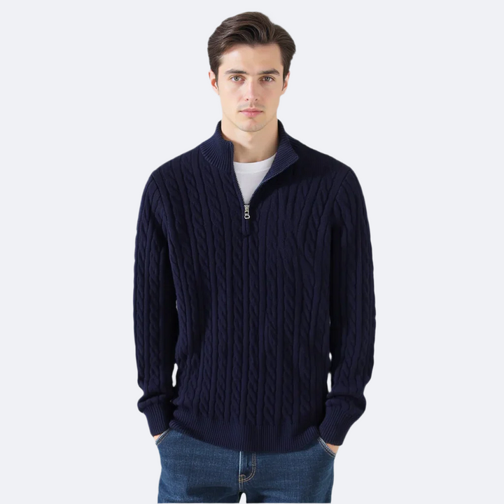 Men's Cable Knit Half-Zip Jumper