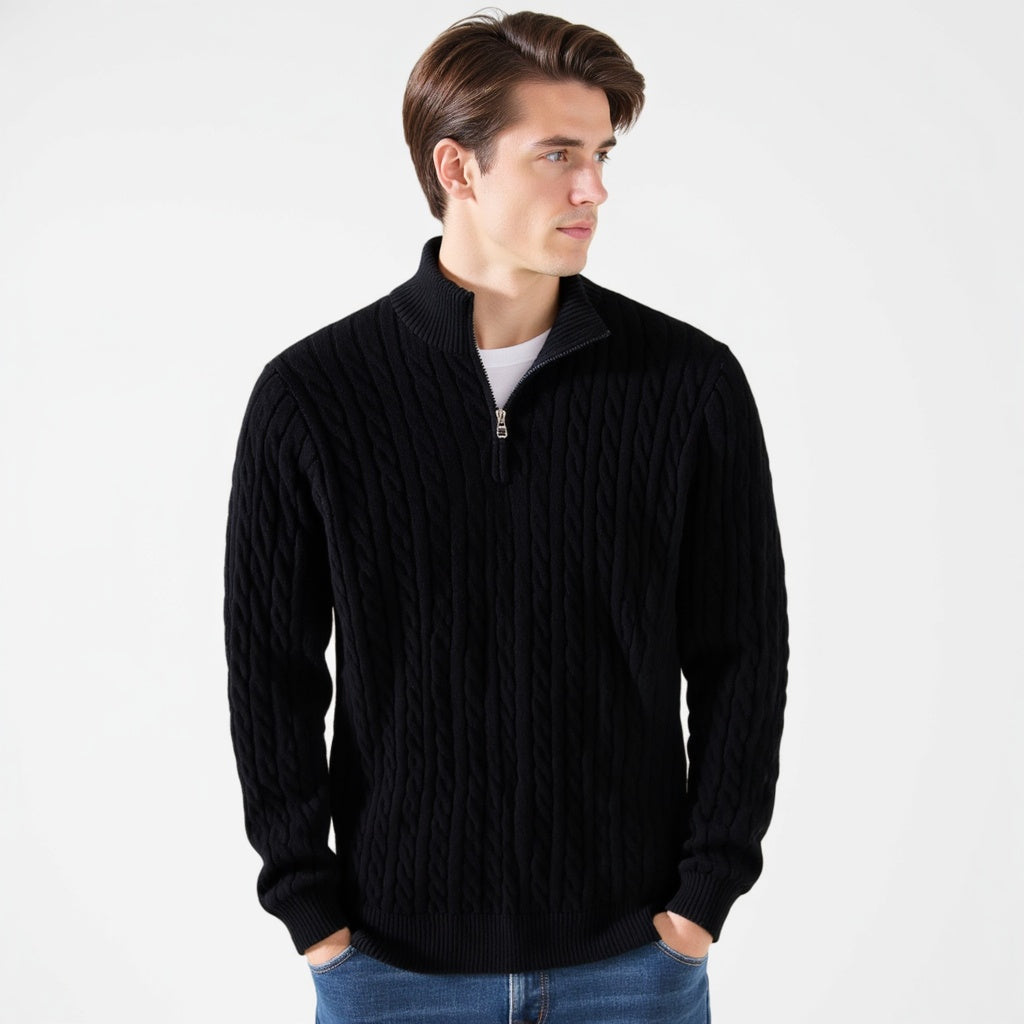 Men's Cable Knit Half-Zip Jumper