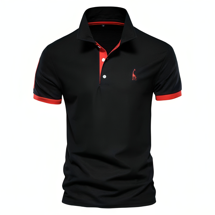 Men’s Casual Polo Shirt with Slim Fit and White Buttons