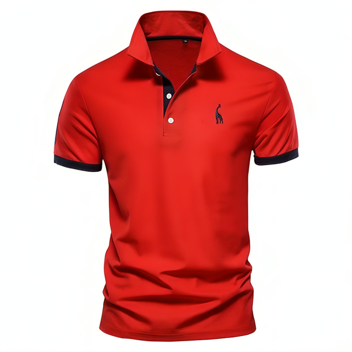 Men’s Casual Polo Shirt with Slim Fit and White Buttons