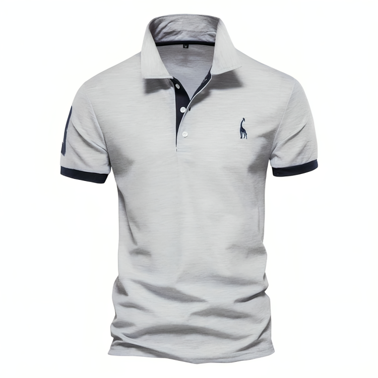 Men’s Casual Polo Shirt with Slim Fit and White Buttons