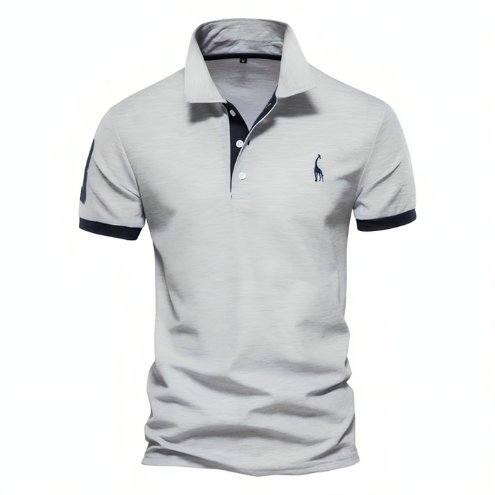 Men’s Casual Polo Shirt with Slim Fit and White Buttons