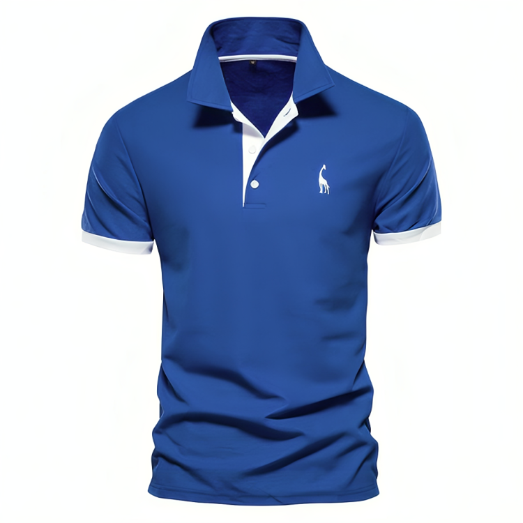 Men’s Casual Polo Shirt with Slim Fit and White Buttons