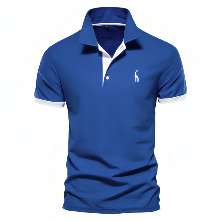 Men’s Casual Polo Shirt with Slim Fit and White Buttons