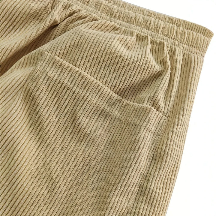 Men’s Corduroy Trousers with Adjustable Waist and Secure Pockets
